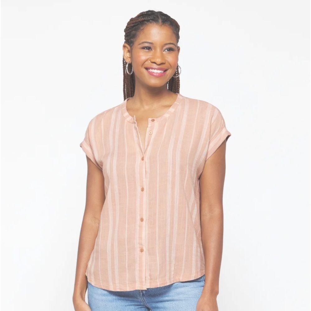 Splendid Madeline Cap Sleeve Button Down Shirt Size Small